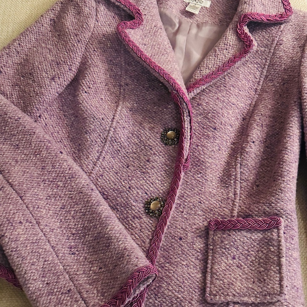 Cache Lavender Textured Blazer with Pink Trim - Picture 3 of 5